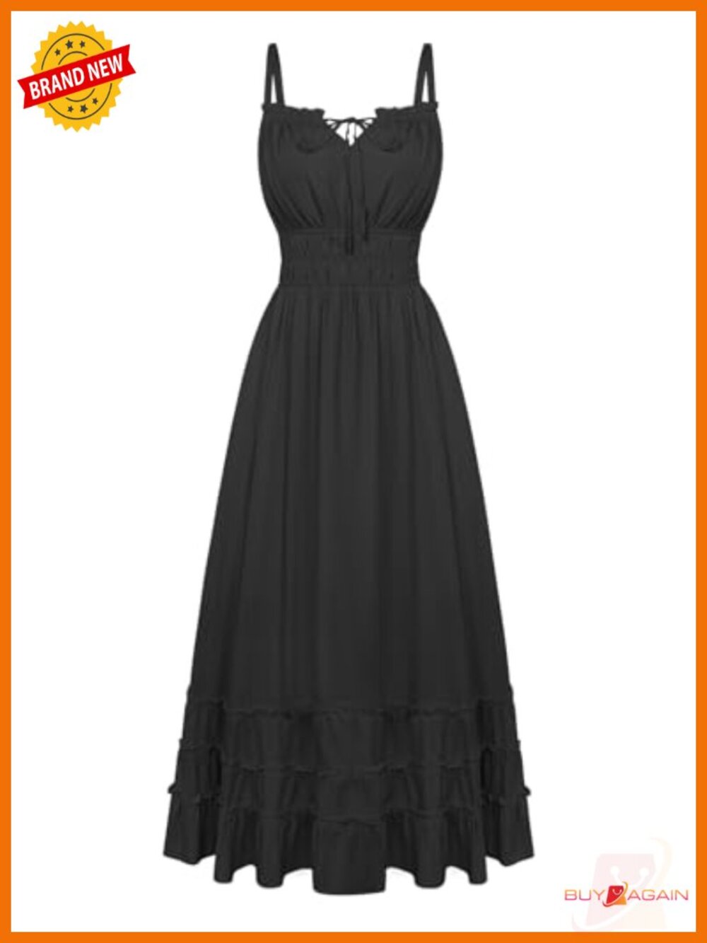 Boho Flowy Viscose Maxi Dress Milkmaid Sundress A-Line Pockets